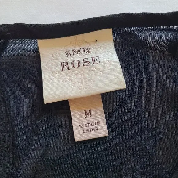 Knox Rose Long Sleeve Burn Out Velvet Chiffon Tiered Black Midi Dress Size M - Picture 5 of 11